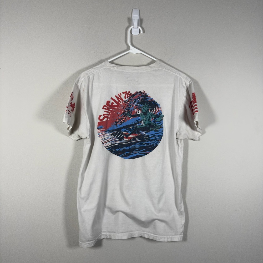 Grunt Style Surfin 76 Statue of Liberty Graphic T-Shirt White Mens Medium